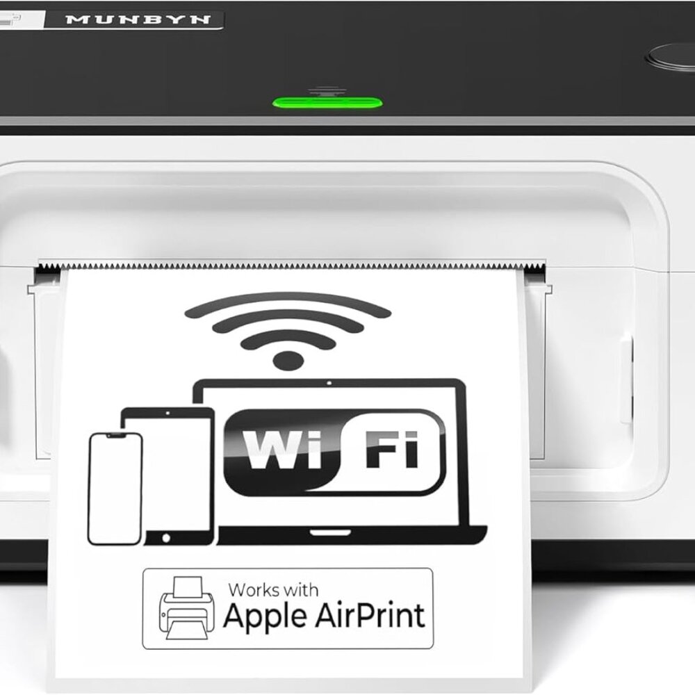 MUNBYN Wireless Wi-Fi Thermal Printer Shipping Label Printer, with AirPrint